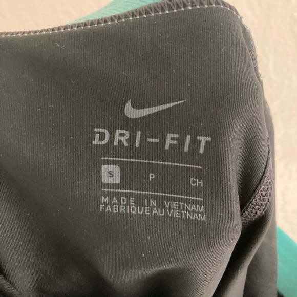 Nike Pro Leggings Black Mid Rise Full Length Blue Workout Errands Travel Small - Picture 7 of 7